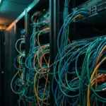 Server cables representing data transmission