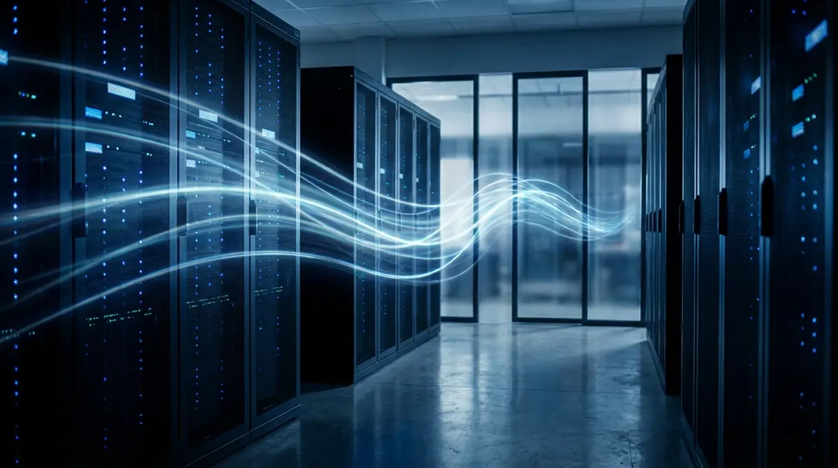 Abstract representation of seamless data flow in a modern server environment.