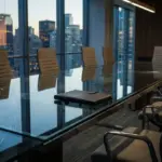 Empty boardroom table symbolizing the end of negotiations