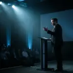 Elon Musk presenting at a tech event