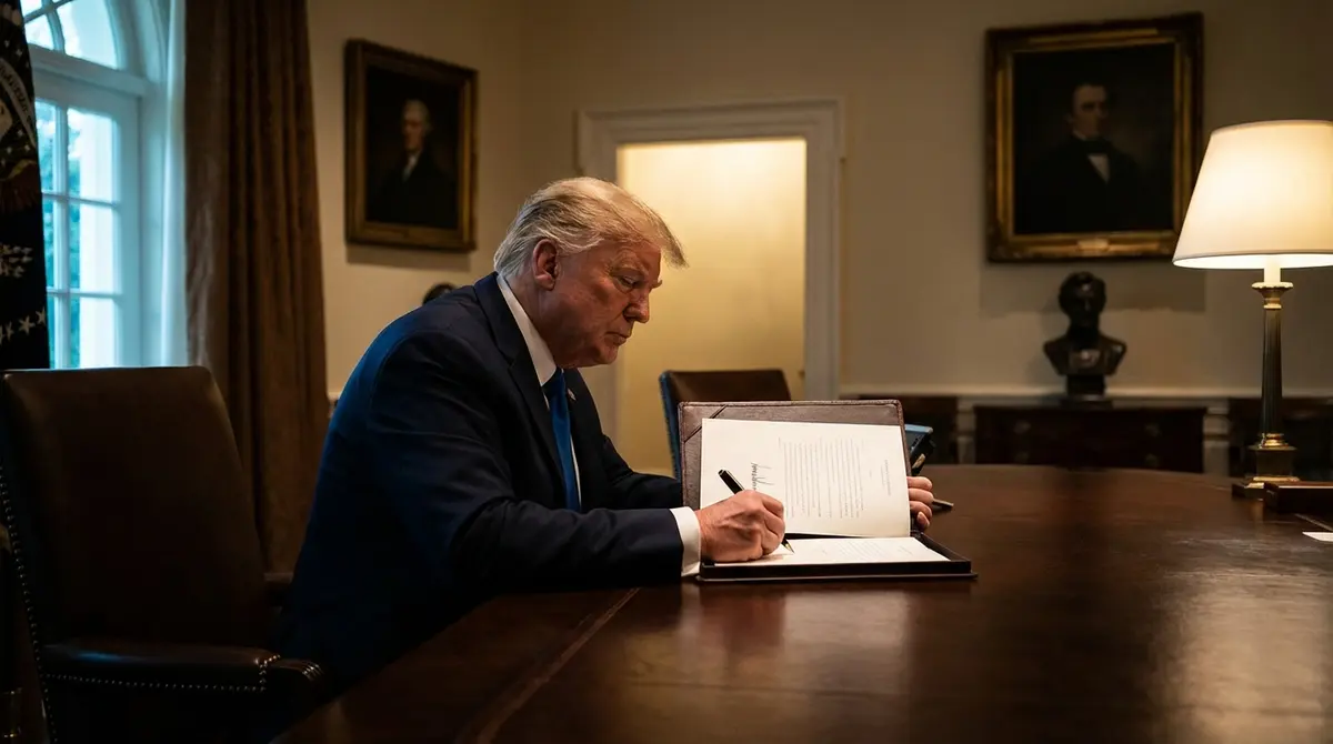 President Trump signing an executive order in the Oval Office
