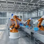 Interior of an advanced industrial facility manufacturing next-generation EV battery materials